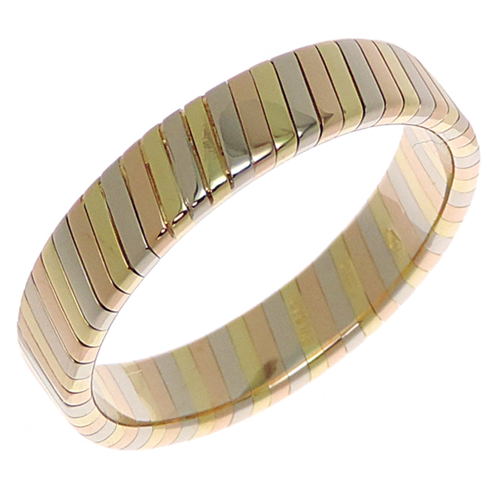Bvlgari 750 Three-Color Tubogas Men's Ring - Yellow Gold